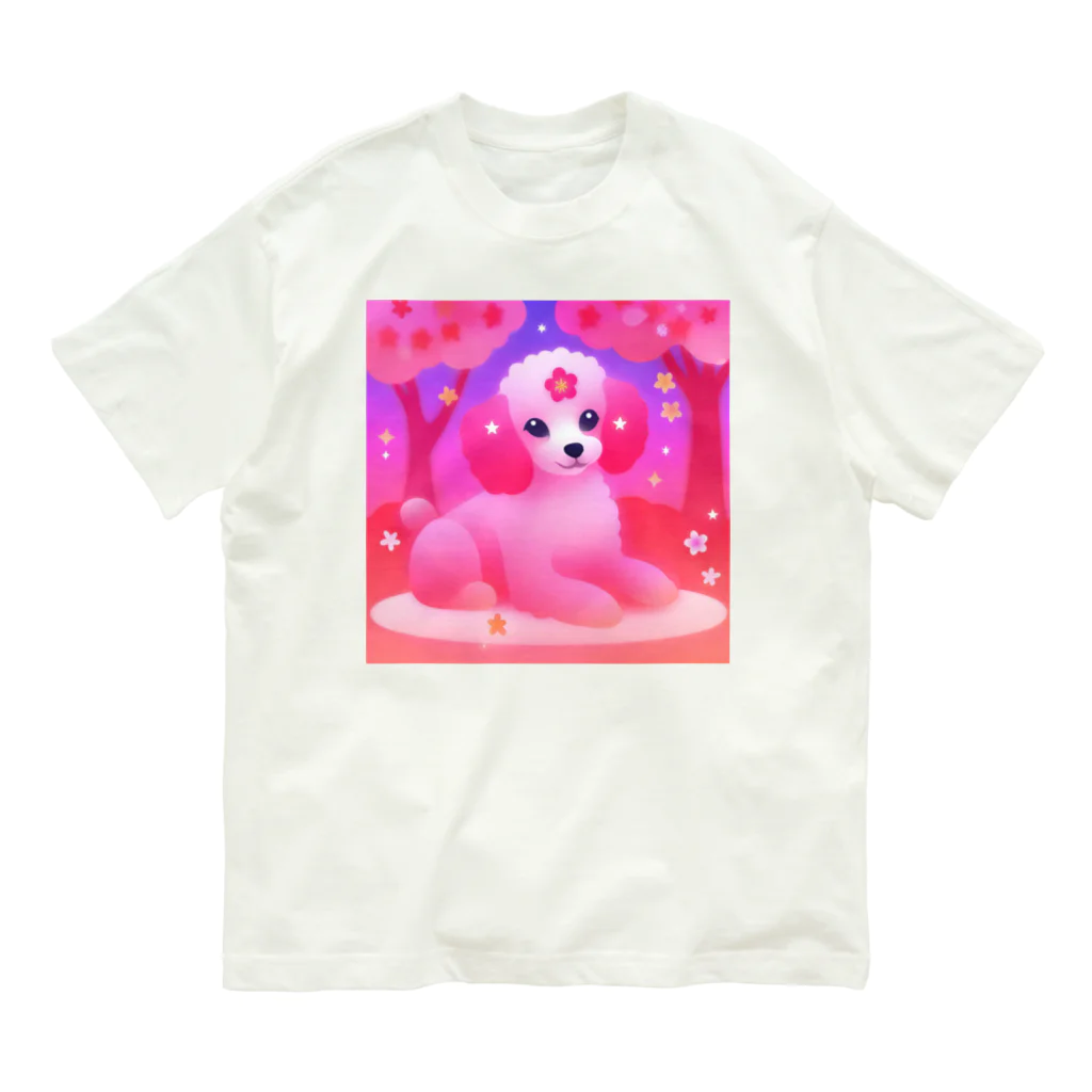 ふぇありぃているのお花見犬 オーガニックコットンTシャツ