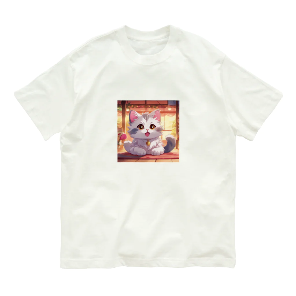 kuromasu_yuzuの夕焼けにゃんにゃん オーガニックコットンTシャツ