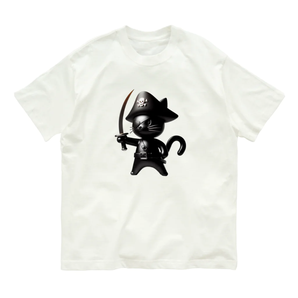 NO CAT NO LIFE の猫×海賊×フィギュア風 Organic Cotton T-Shirt