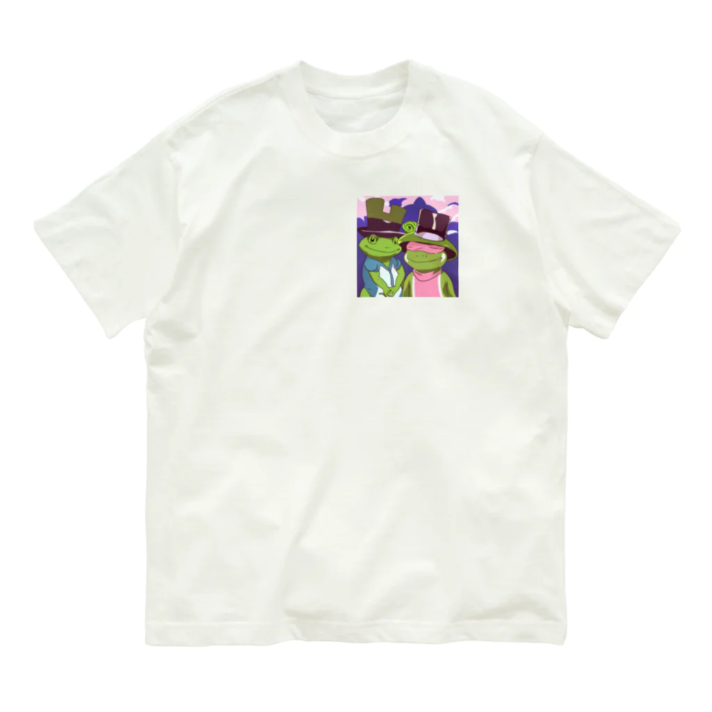 Louvreのペアがえる オーガニックコットンTシャツ