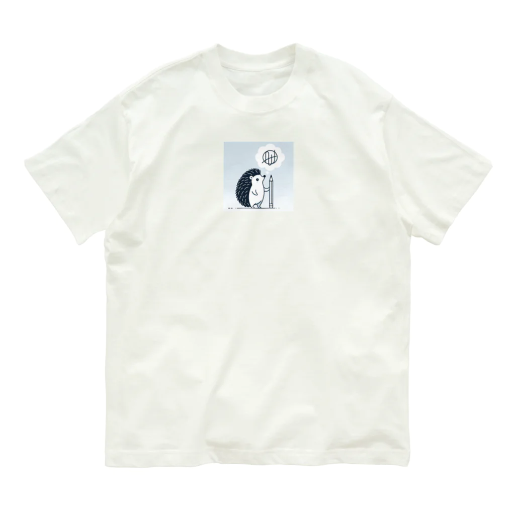 花鳥風月の鉛筆はりねずみ　 Organic Cotton T-Shirt