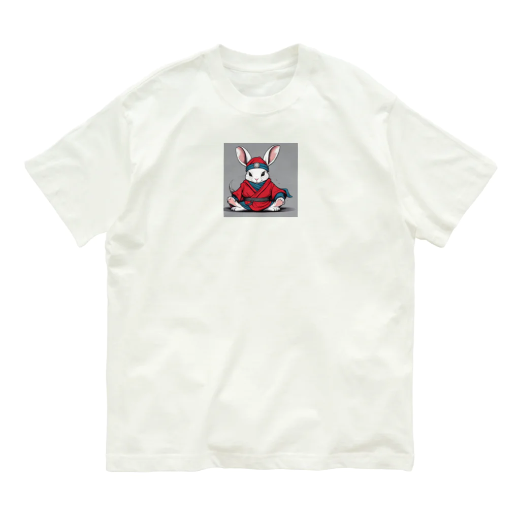 kawaki-yの忍者うさぎ オーガニックコットンTシャツ
