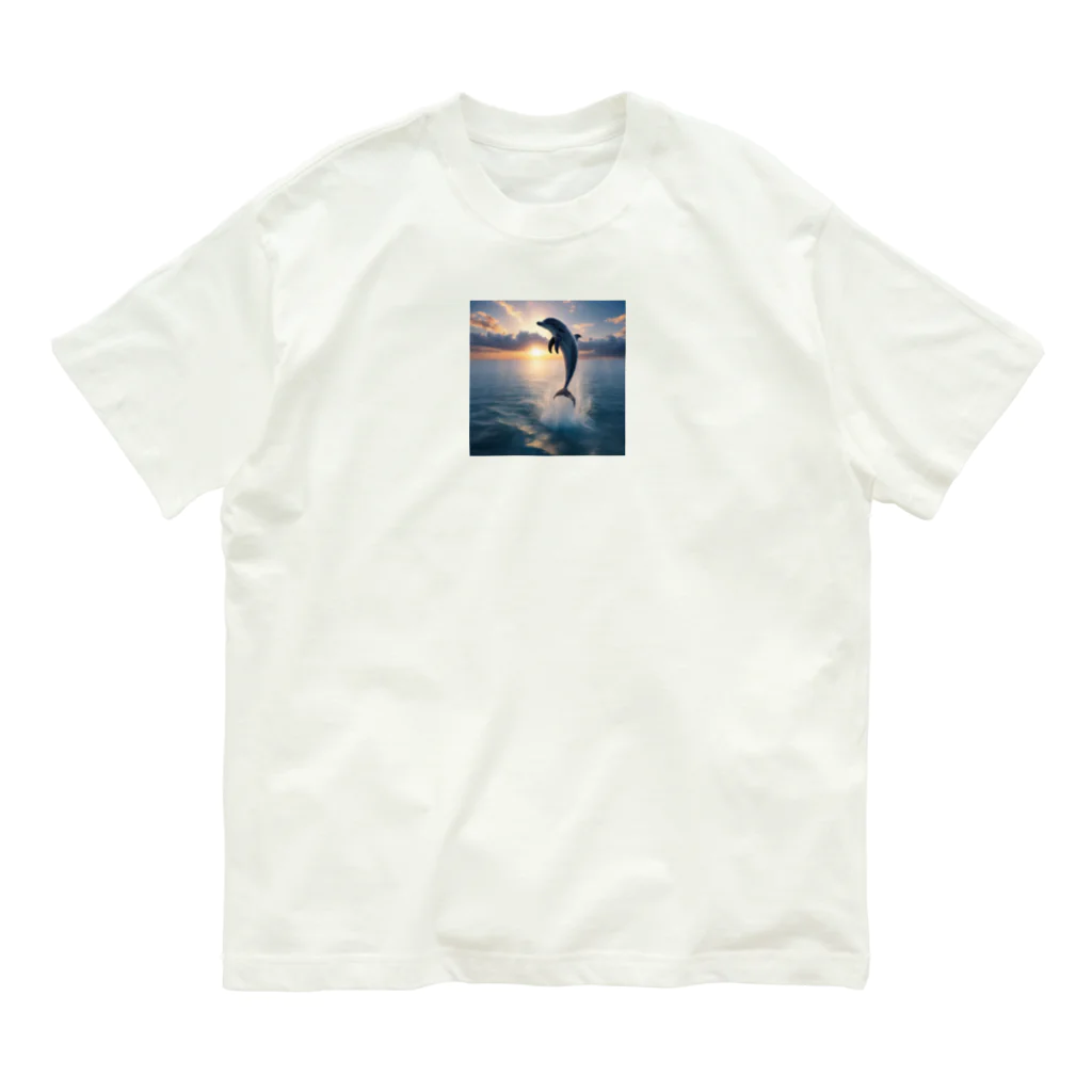 ai美女ショップの夕日とイルカ🐬🌅 Organic Cotton T-Shirt