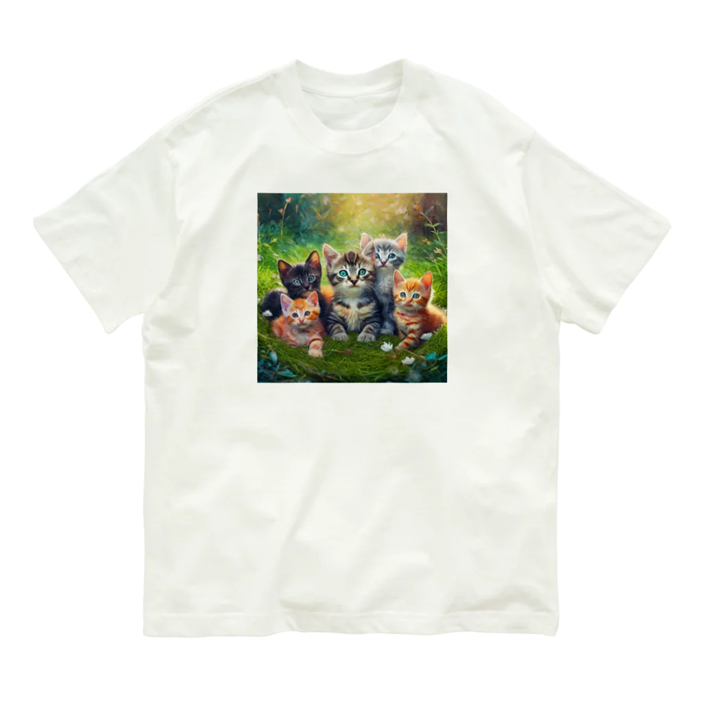 Colorful Canvasの猫ちゃん大集合 オーガニックコットンTシャツ