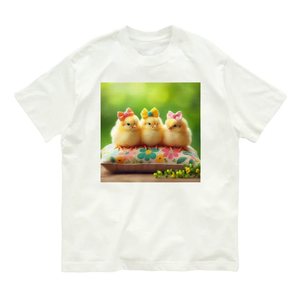 Animal Canvas Collectionのひよこ3兄弟 オーガニックコットンTシャツ