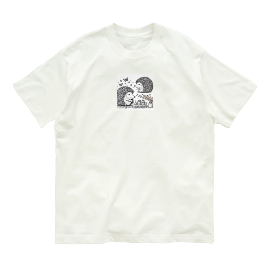 花鳥風月の対面ハリネズミ Organic Cotton T-Shirt