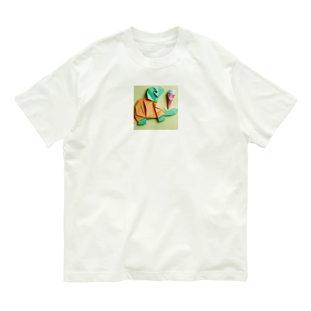 yumiceのice meets オリガミカメ オーガニックコットンTシャツ