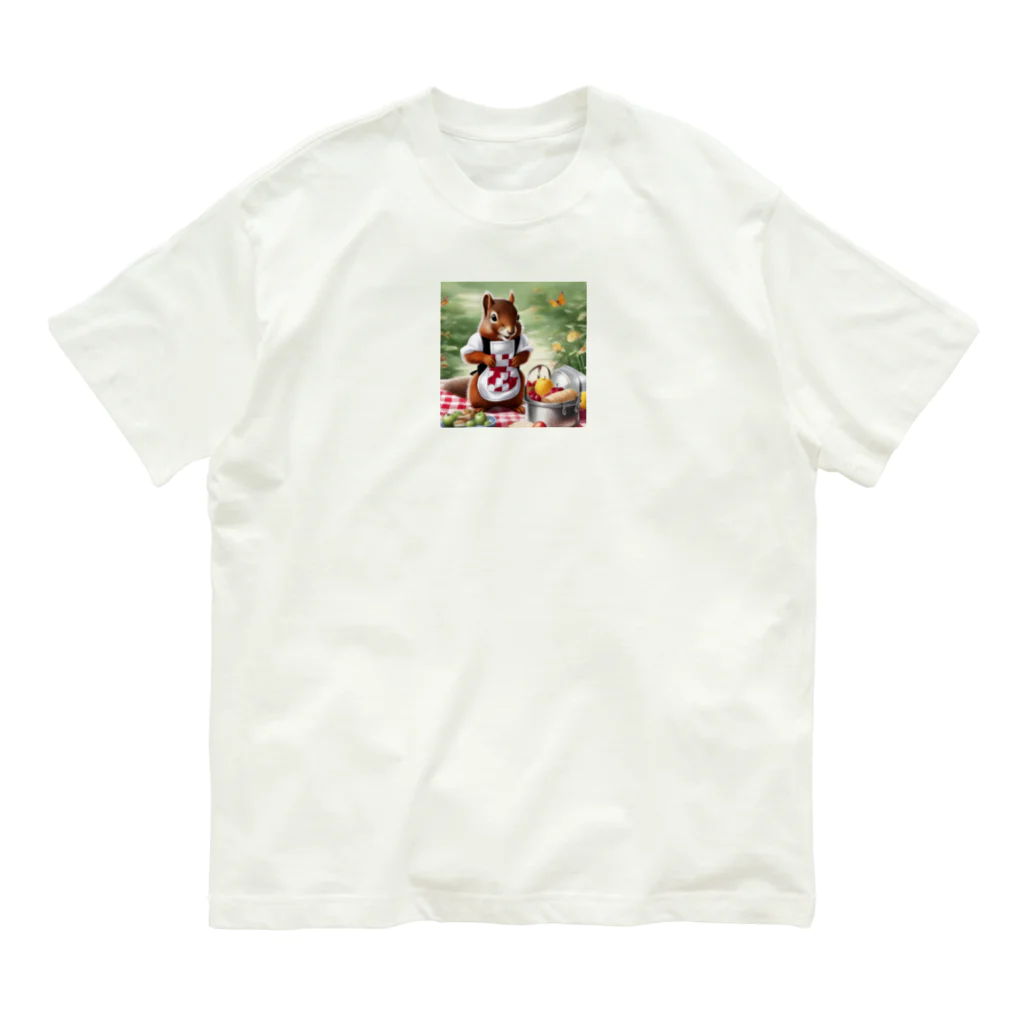 mari0909の可愛らしいシマリスのエプロン姿 Organic Cotton T-Shirt