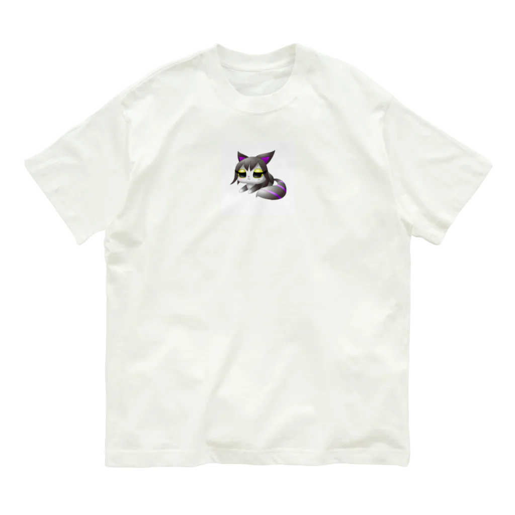 アニマルグッズストア　OPIのアニメ風猫 オーガニックコットンTシャツ