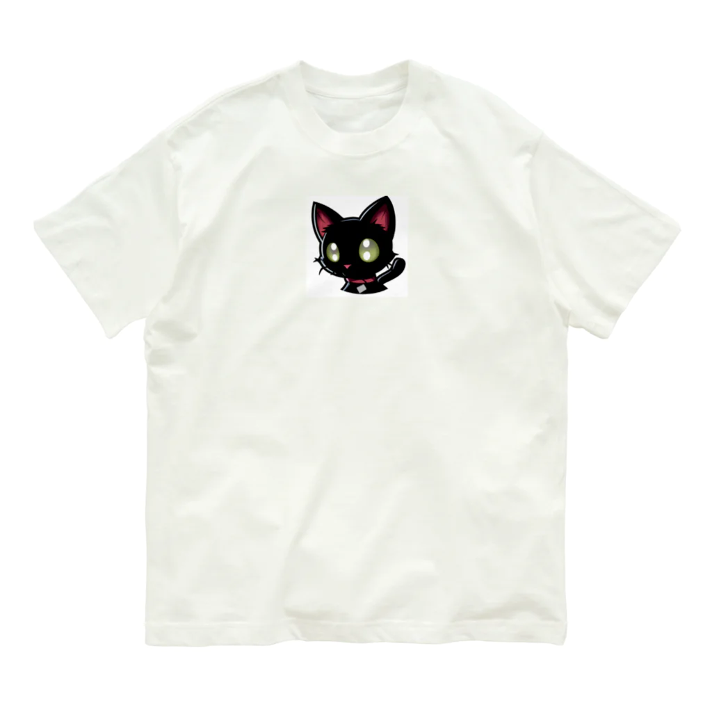 アニマルグッズストア　OPIの黒い毛並みの猫 オーガニックコットンTシャツ