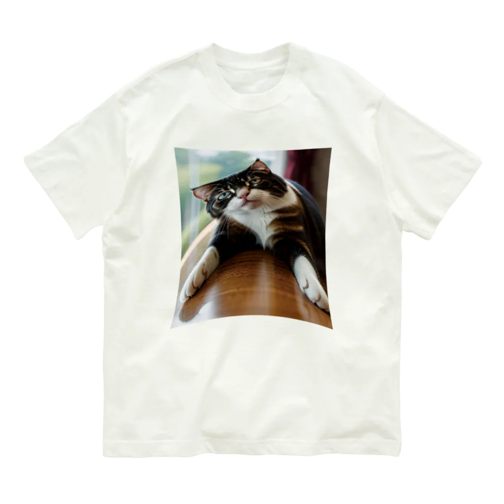 【公式】コンプレックス屋さんのデブが着る前から伸びている：猫ver Organic Cotton T-Shirt