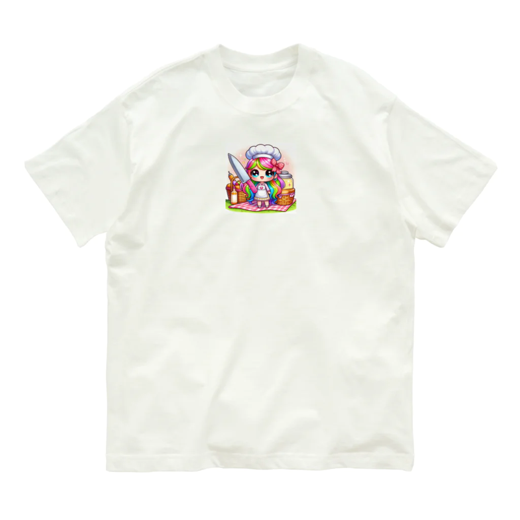 mitusan777の可愛い女の子が料理をしている様子が オーガニックコットンTシャツ