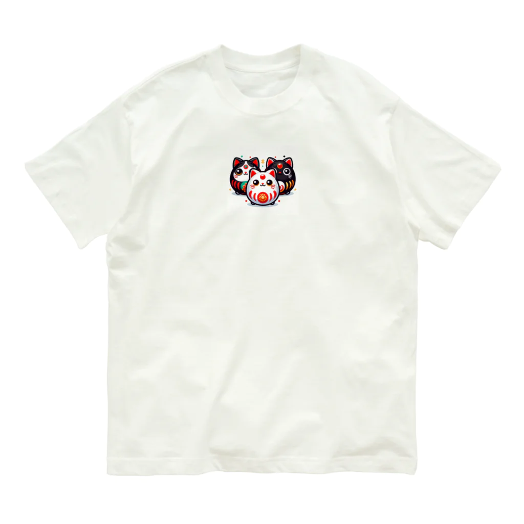 GokiZomaの3匹のダルマ オーガニックコットンTシャツ