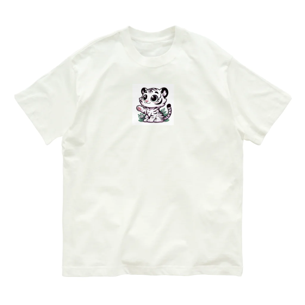 あにまるずのほわいとたいがー Organic Cotton T-Shirt