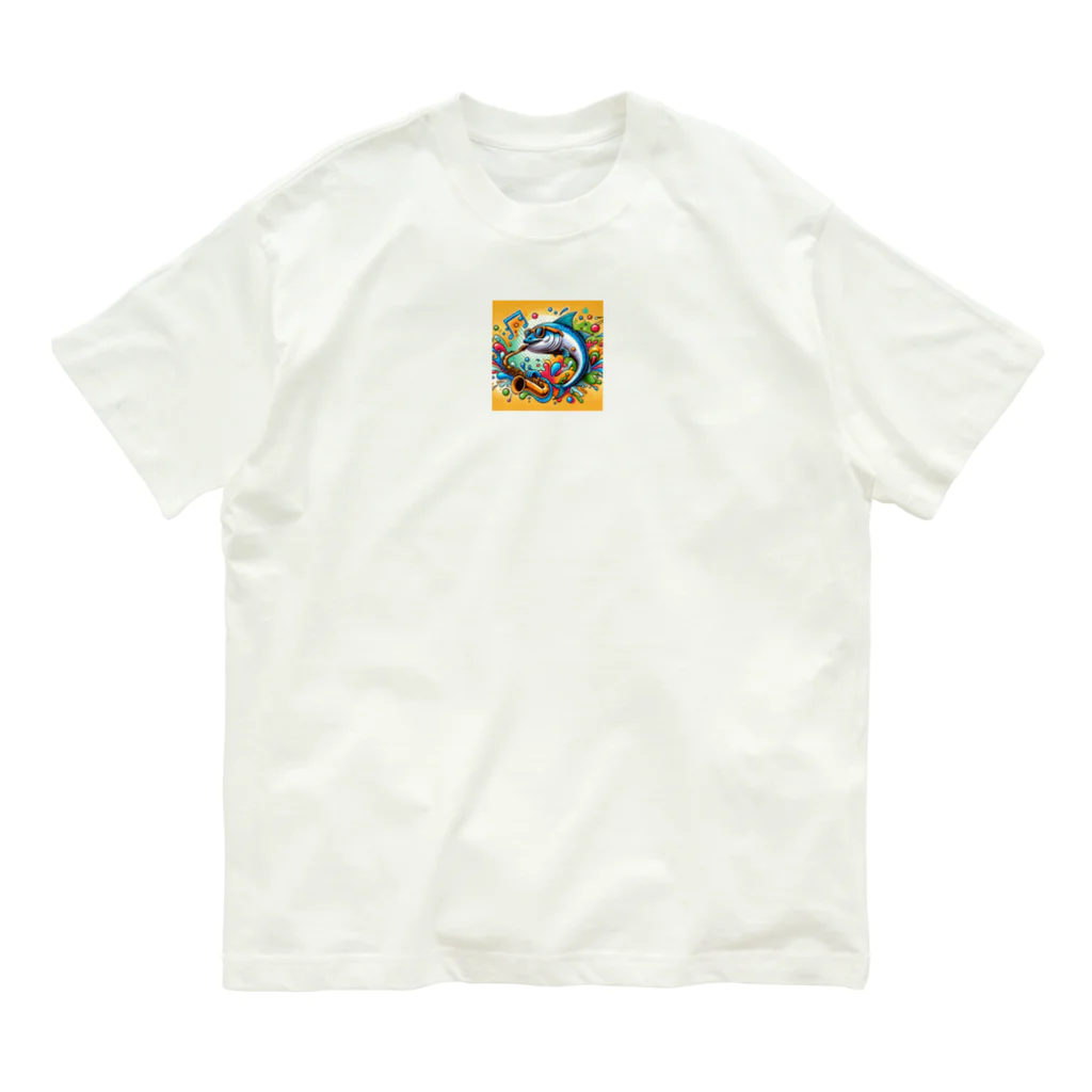 さかなですけど、何か⁉️のジャズを奏でるイワシ Organic Cotton T-Shirt