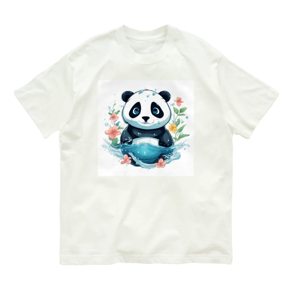 waterpandaの水中のパンダ オーガニックコットンTシャツ
