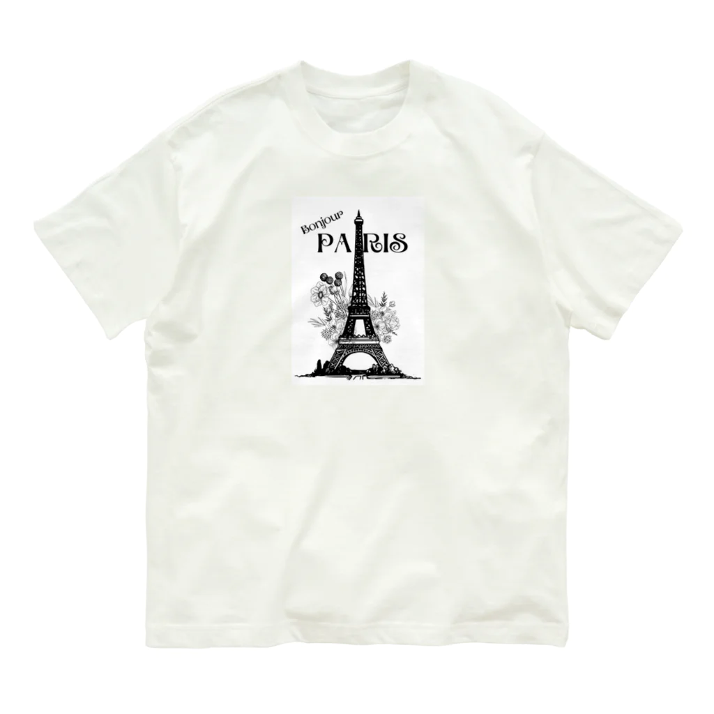 Mon cher amiのeiffel tower オーガニックコットンTシャツ