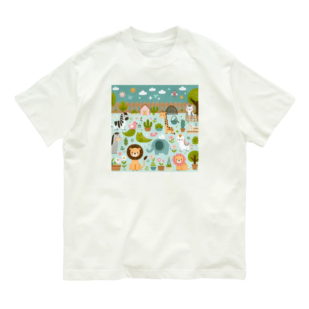 ニューライフマサラショップのワクワク動物園の愉快な仲間たち♪ Organic Cotton T-Shirt