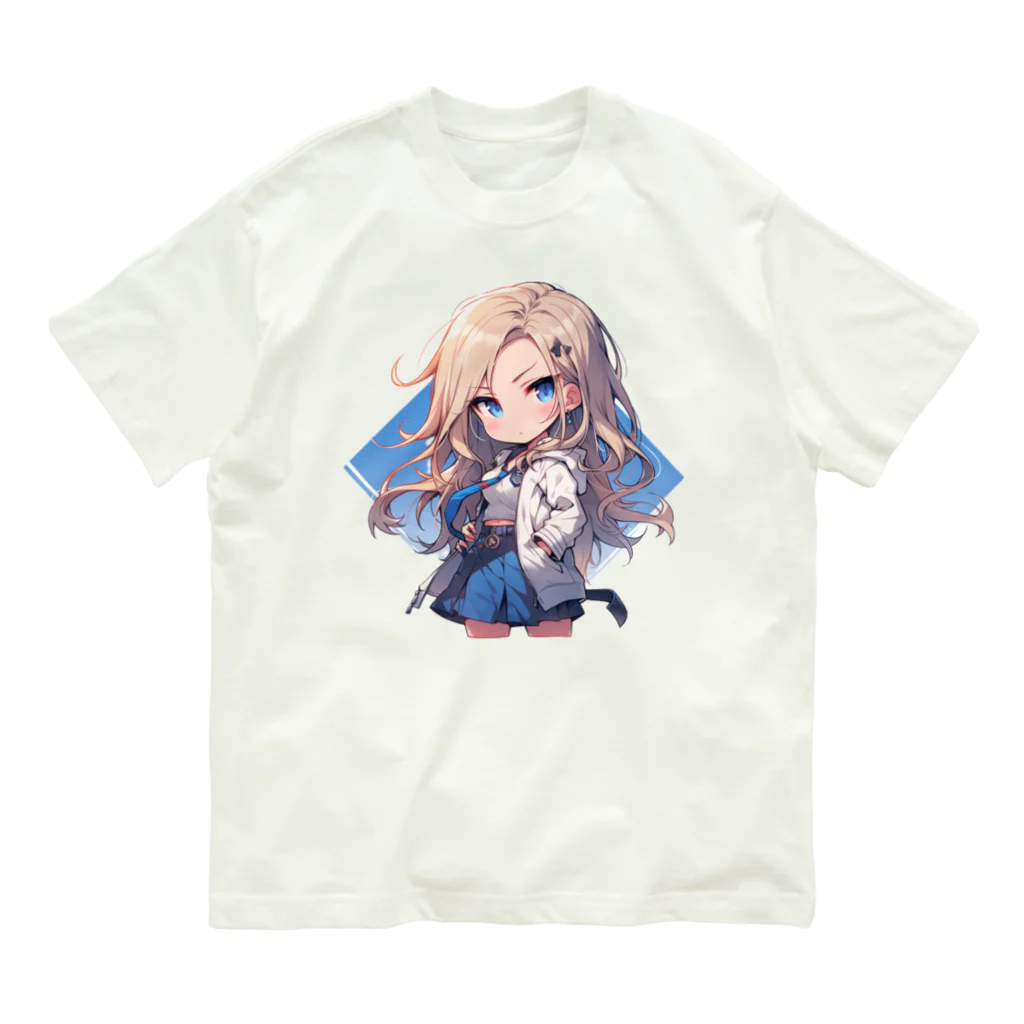 honoka_tの金髪ちびキャラ美少女 オーガニックコットンTシャツ