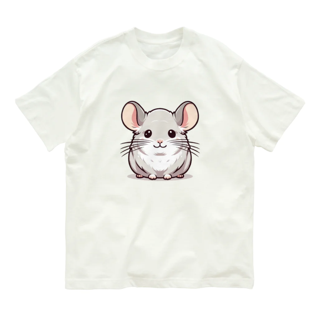 もふっとチンチラ🐭のチンチラ（シナモン） オーガニックコットンTシャツ