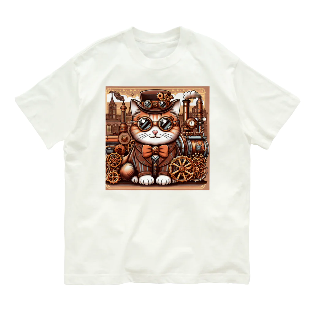 kickchopmanのスチームパンクなゴーグル猫ちゃん Organic Cotton T-Shirt