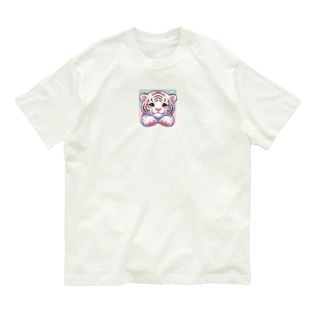 あにまるずのほわいとたいがー Organic Cotton T-Shirt