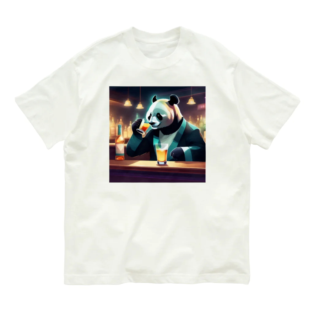 SkyBlueのおしゃれなパンダ オーガニックコットンTシャツ