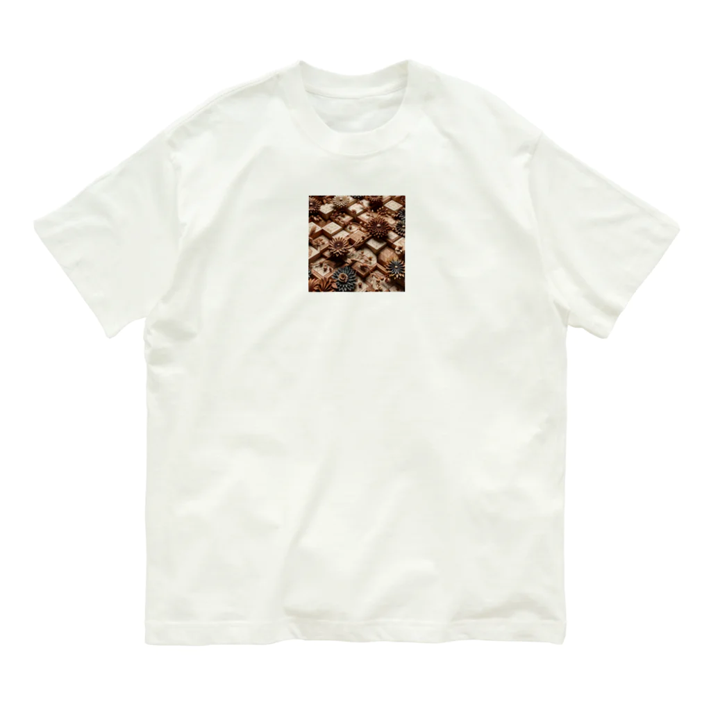 Colorful Canvasの花と木工細工 Organic Cotton T-Shirt