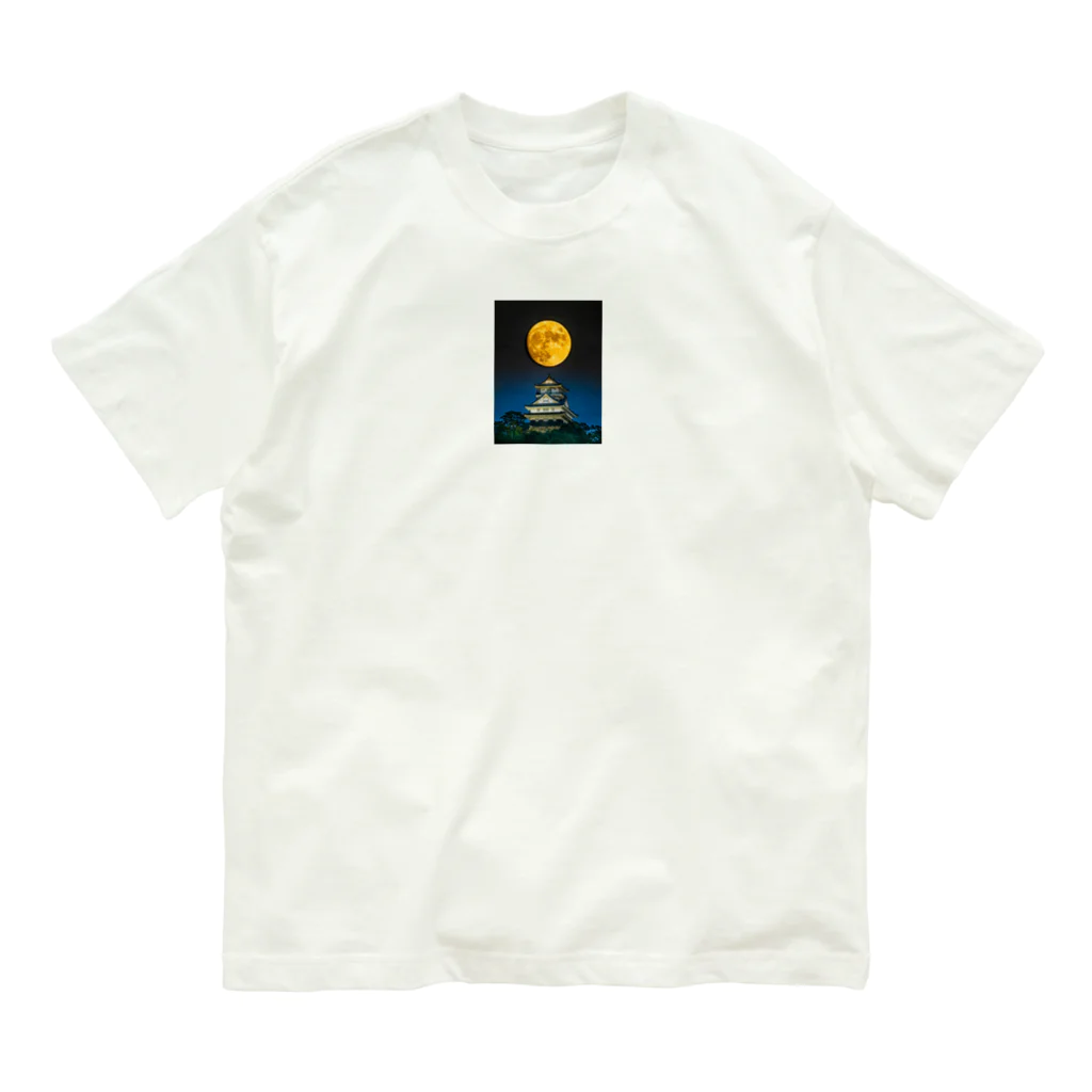 赤い鳥居の満月と岐阜城 Organic Cotton T-Shirt