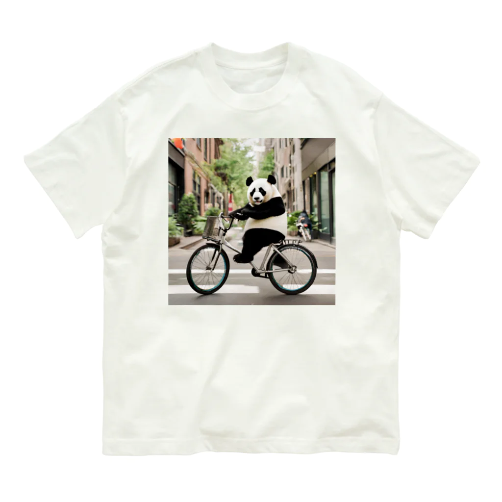 junpeiganba07の街の中を自転車で走るパンダ Organic Cotton T-Shirt