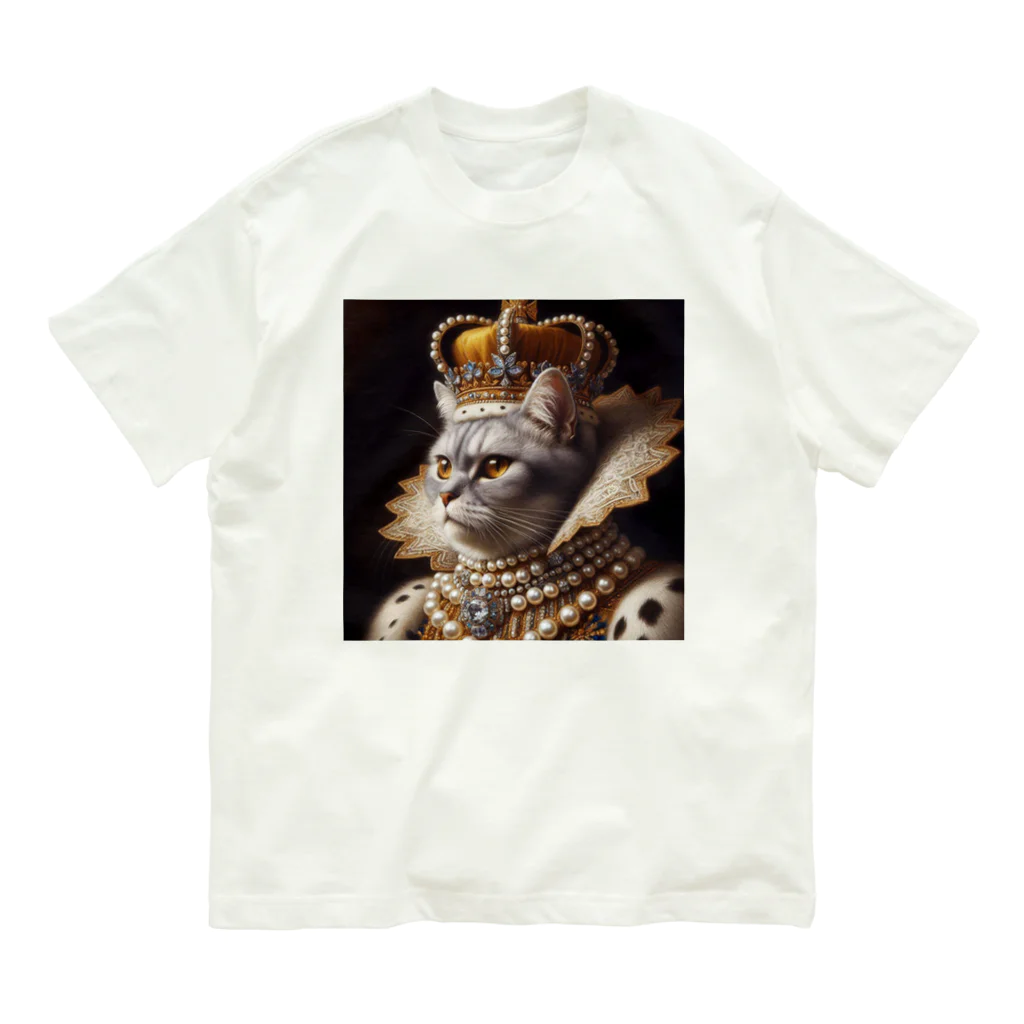 esmeralda64の真珠ねこ　ジョージ3世 オーガニックコットンTシャツ