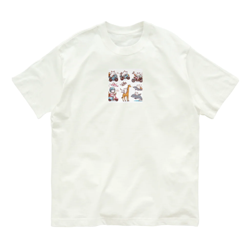 show0504の乗り物ネコ Organic Cotton T-Shirt