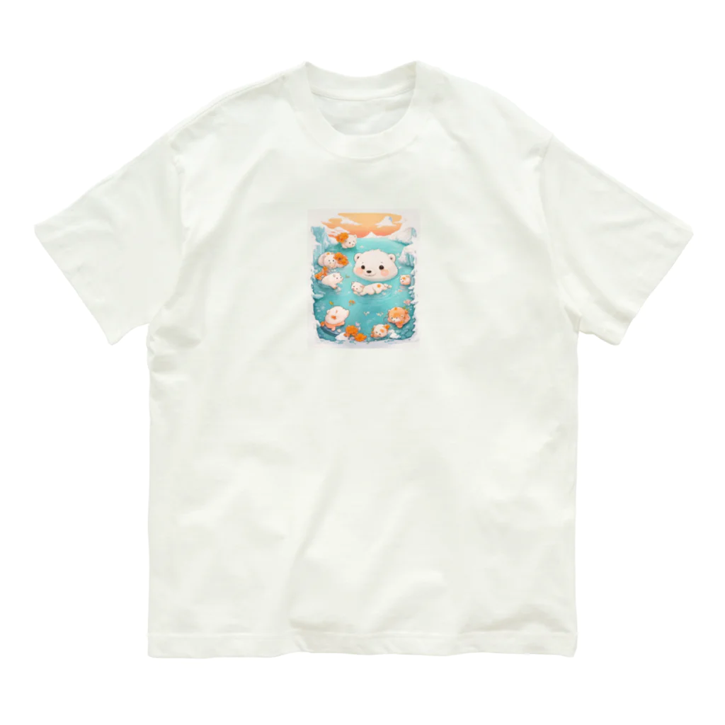 りんりんの可愛いシロクマちゃんショップ　かわいいよ！のシロクマちゃん楽しそうに泳いでいます Organic Cotton T-Shirt