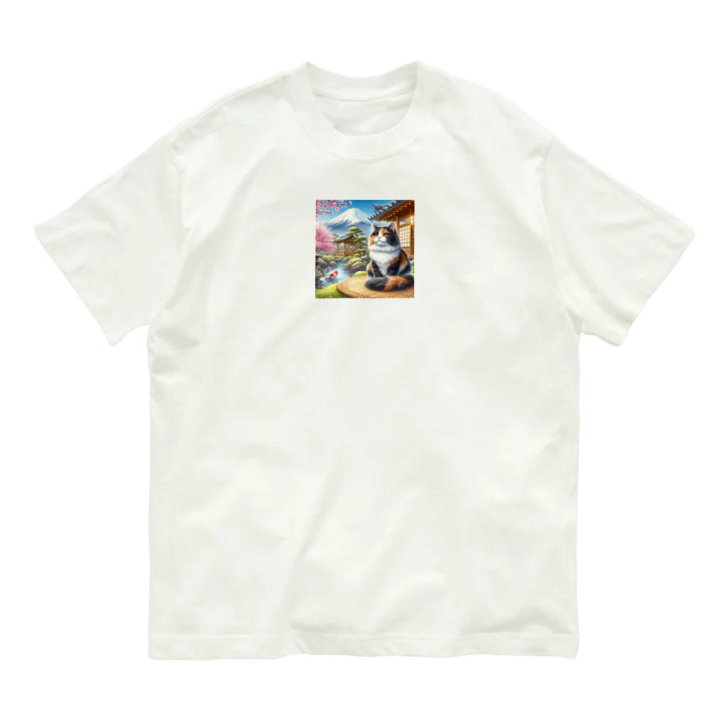 taiseibowのネコ＆富士山 オーガニックコットンTシャツ