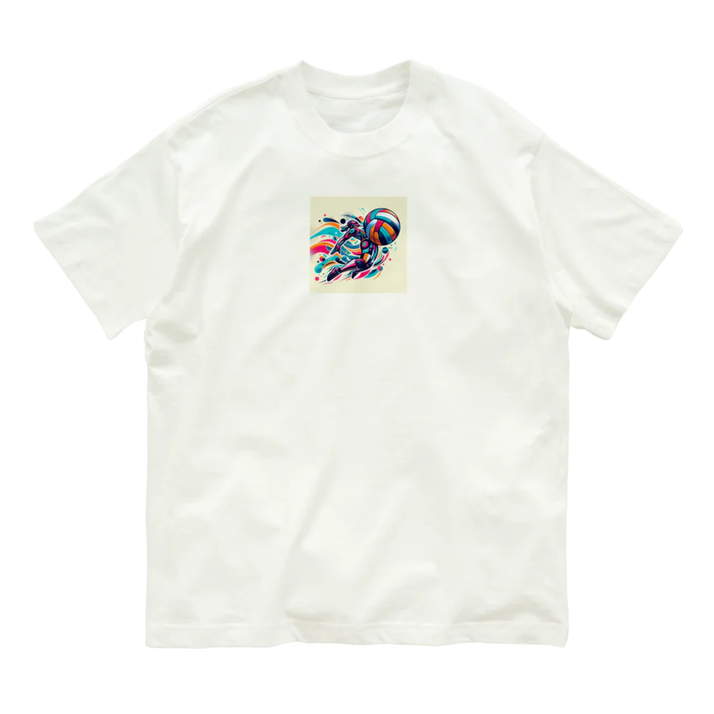 Kare-Raisuのバレーボール　おしゃれデザイン　スポーツ オーガニックコットンTシャツ