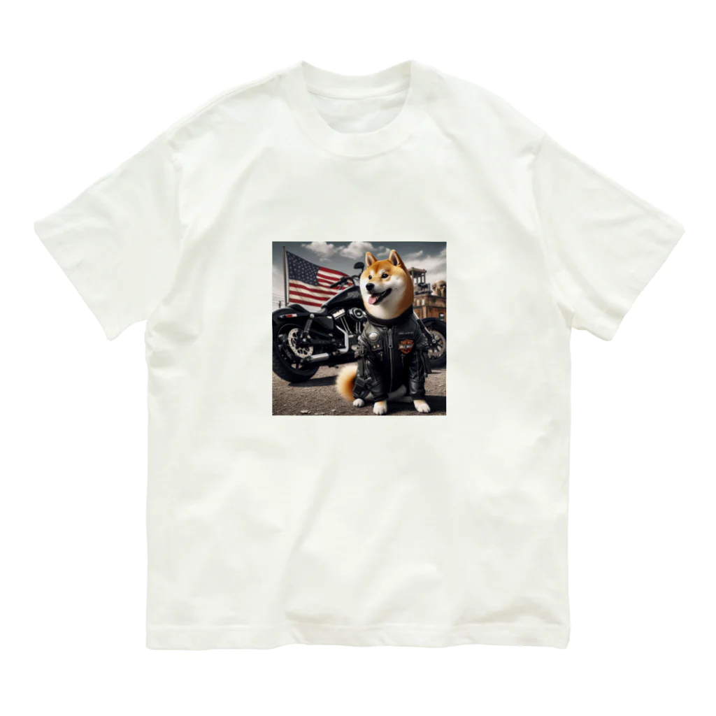 ANTARESのアメリカンライダー柴犬 Organic Cotton T-Shirt