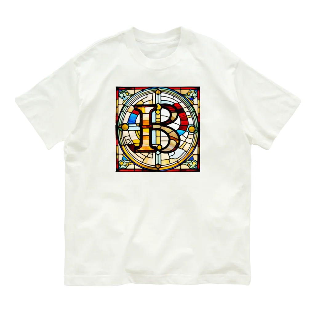 alphabet stained glassのstained glass B オーガニックコットンTシャツ