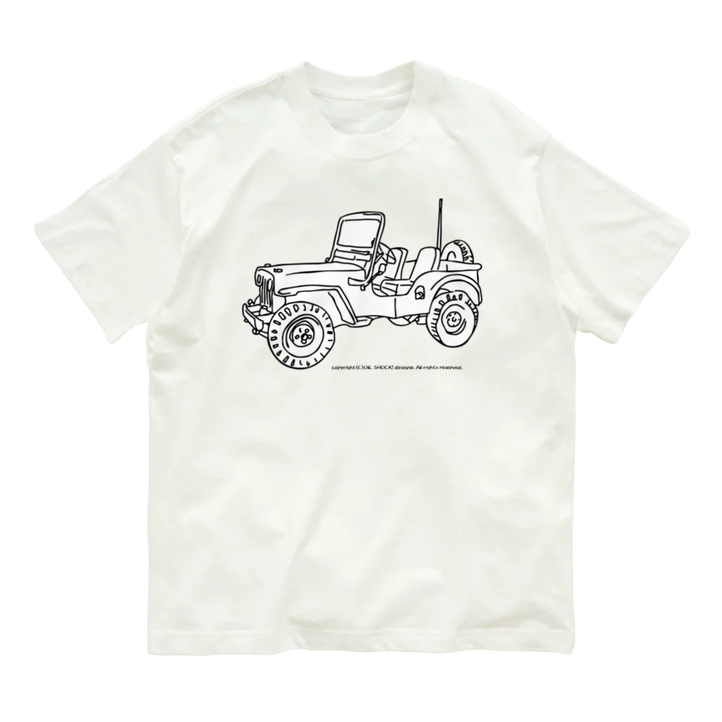 ファンシーTシャツ屋のJeep イラスト ライン画 オーガニックコットンTシャツ