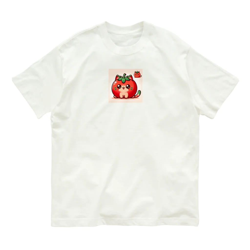 コウヘイのトマト猫 オーガニックコットンTシャツ