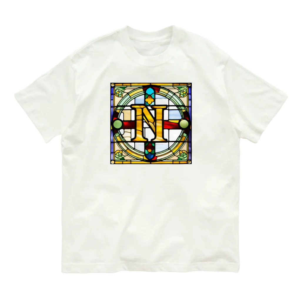 alphabet stained glassのstained glass N Organic Cotton T-Shirt