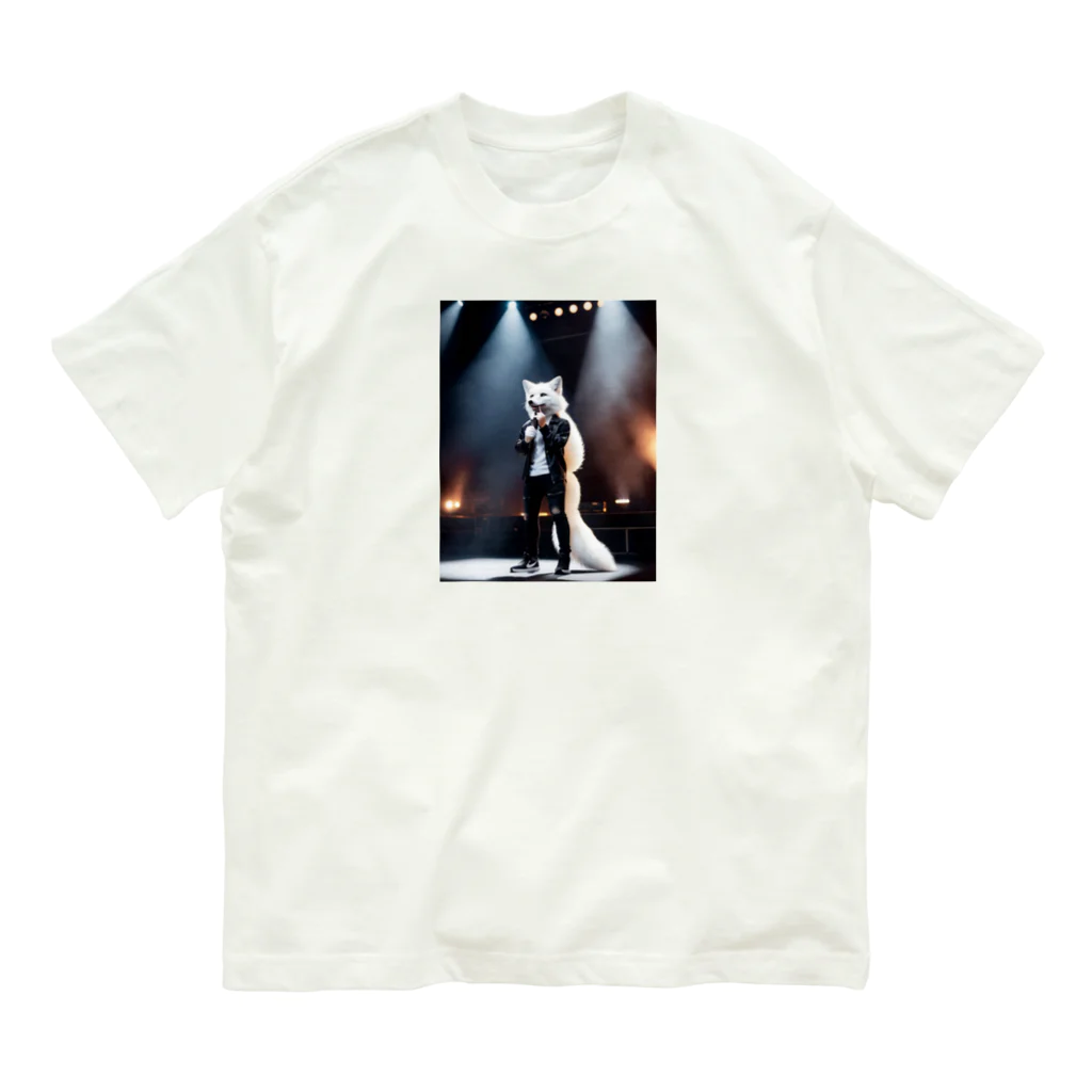 ZZRR12の炎舞う白キツネの歌声 Organic Cotton T-Shirt