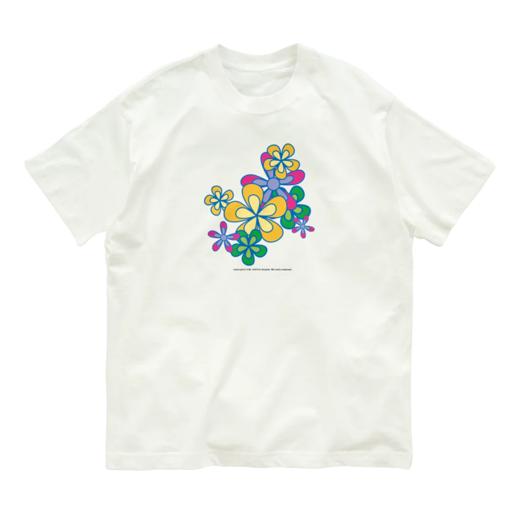 ファンシーTシャツ屋のカラフルフラワーアート Organic Cotton T-Shirt