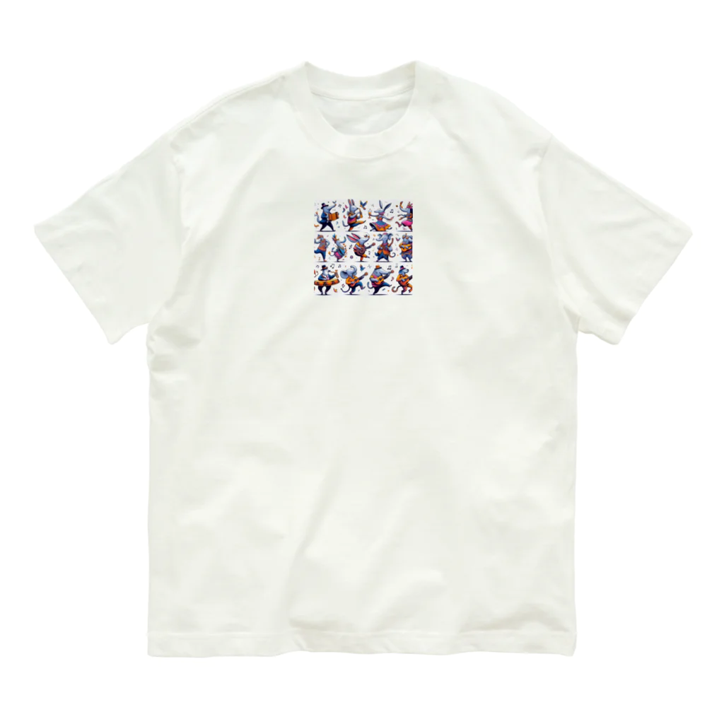 音楽ルー106の踊る動物 Organic Cotton T-Shirt