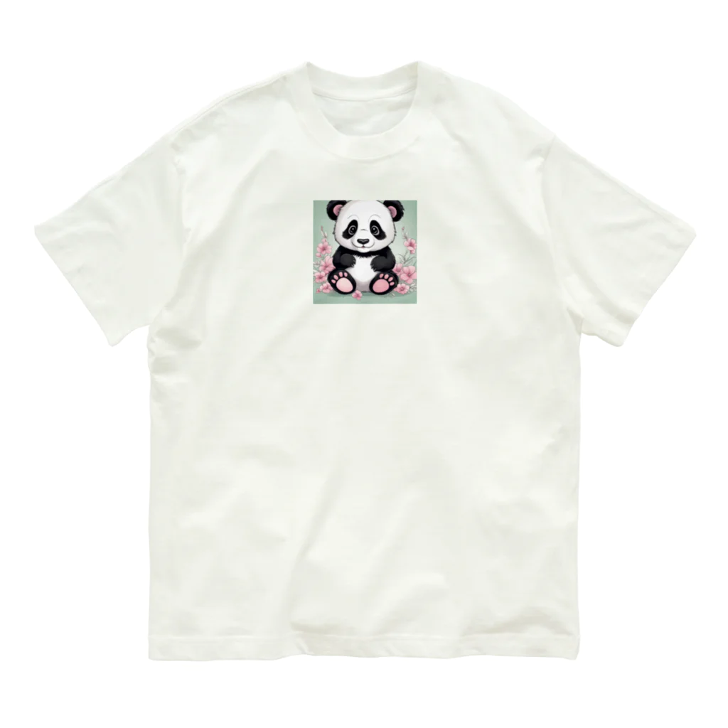 octopaceの子供のパンダ オーガニックコットンTシャツ