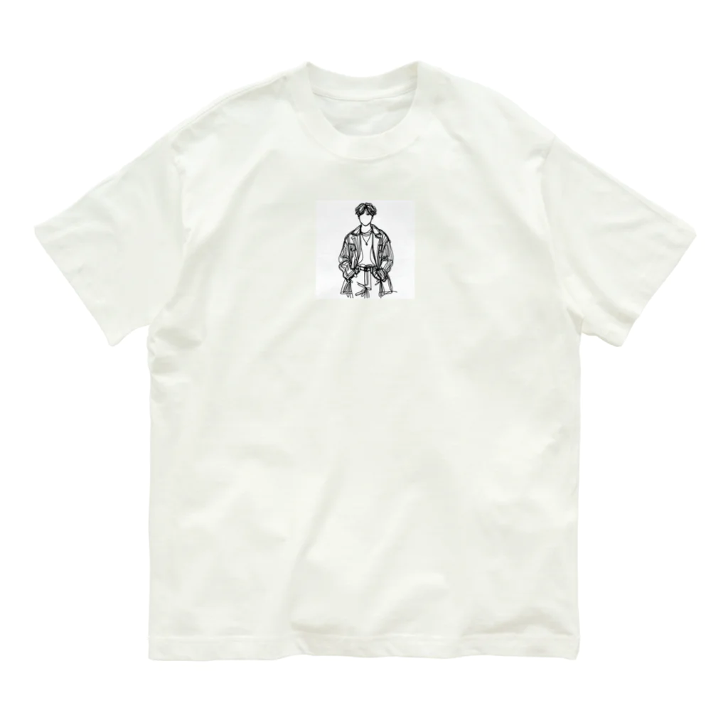 Schiele_sarieriの線画の人 Organic Cotton T-Shirt