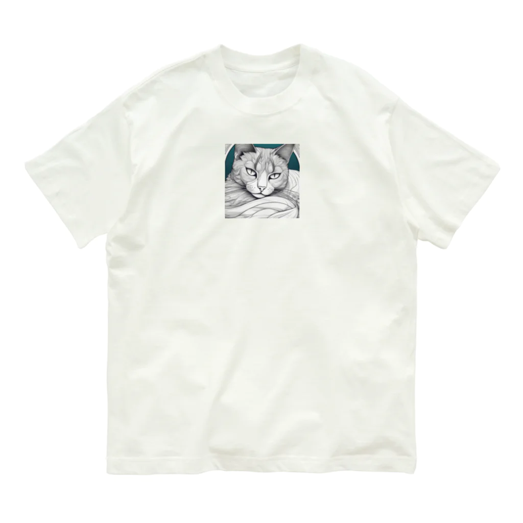 リキ製作所の彫刻のような猫 Organic Cotton T-Shirt