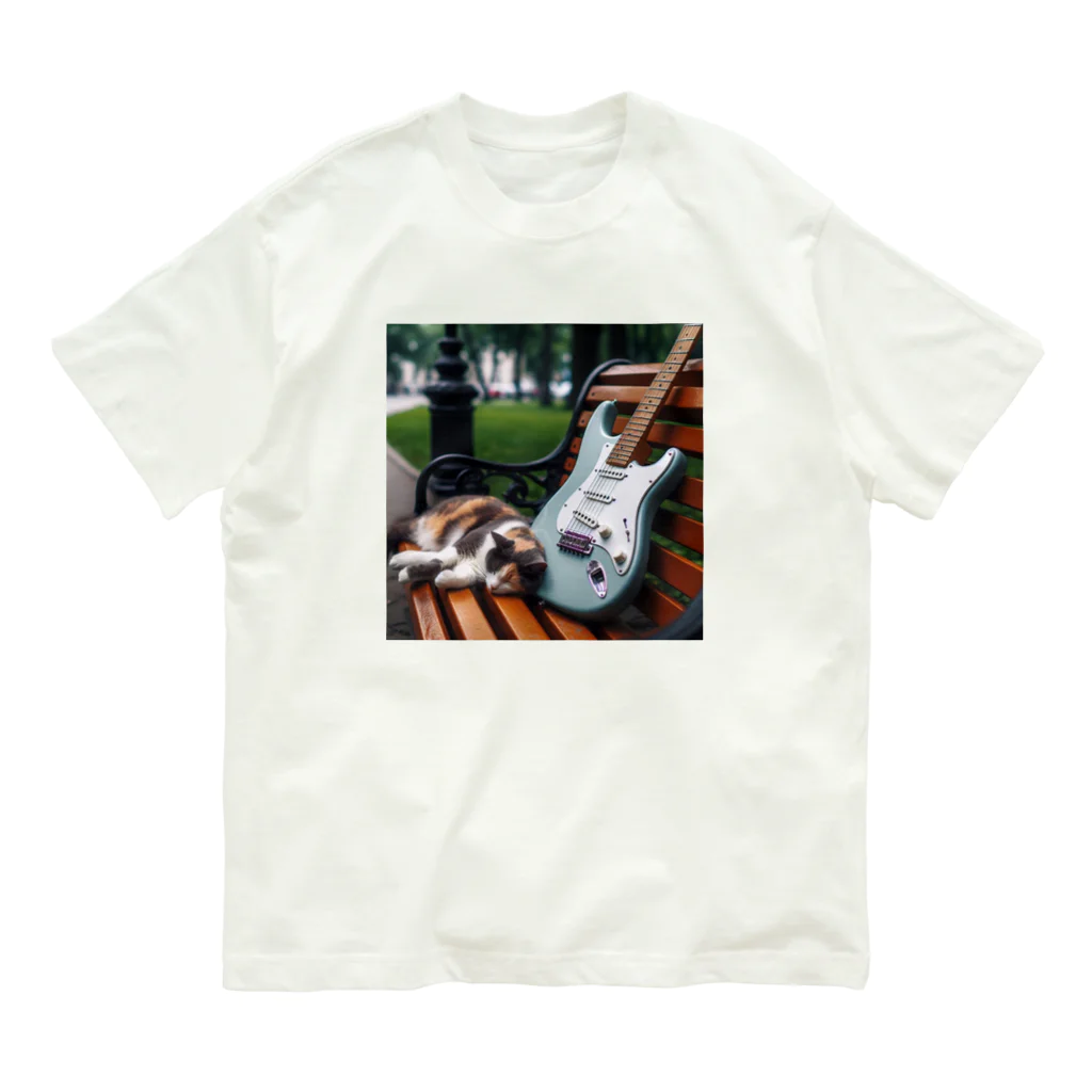 age3mのネコとストラト Organic Cotton T-Shirt