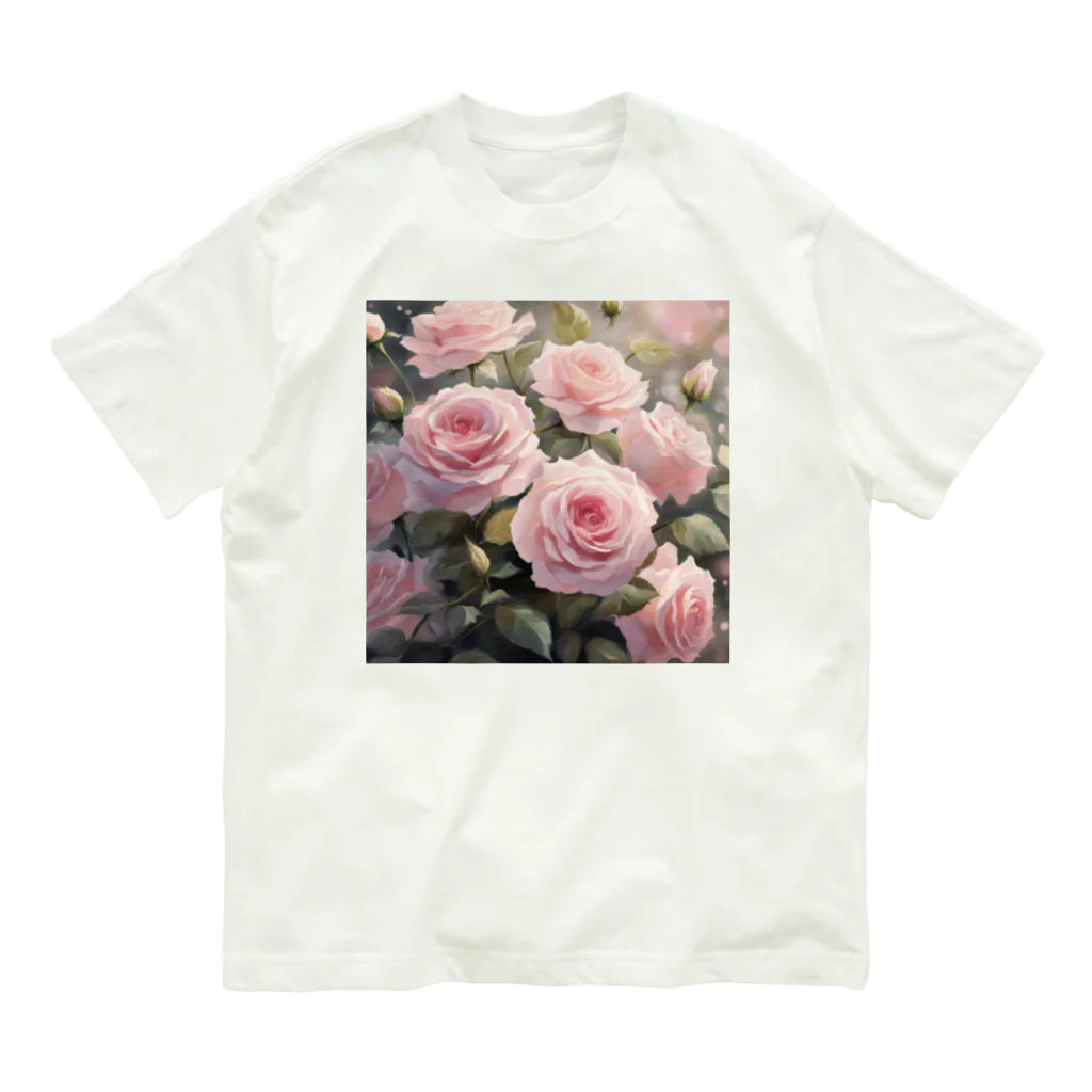 okierazaのペールピンクのバラの花束 Organic Cotton T-Shirt