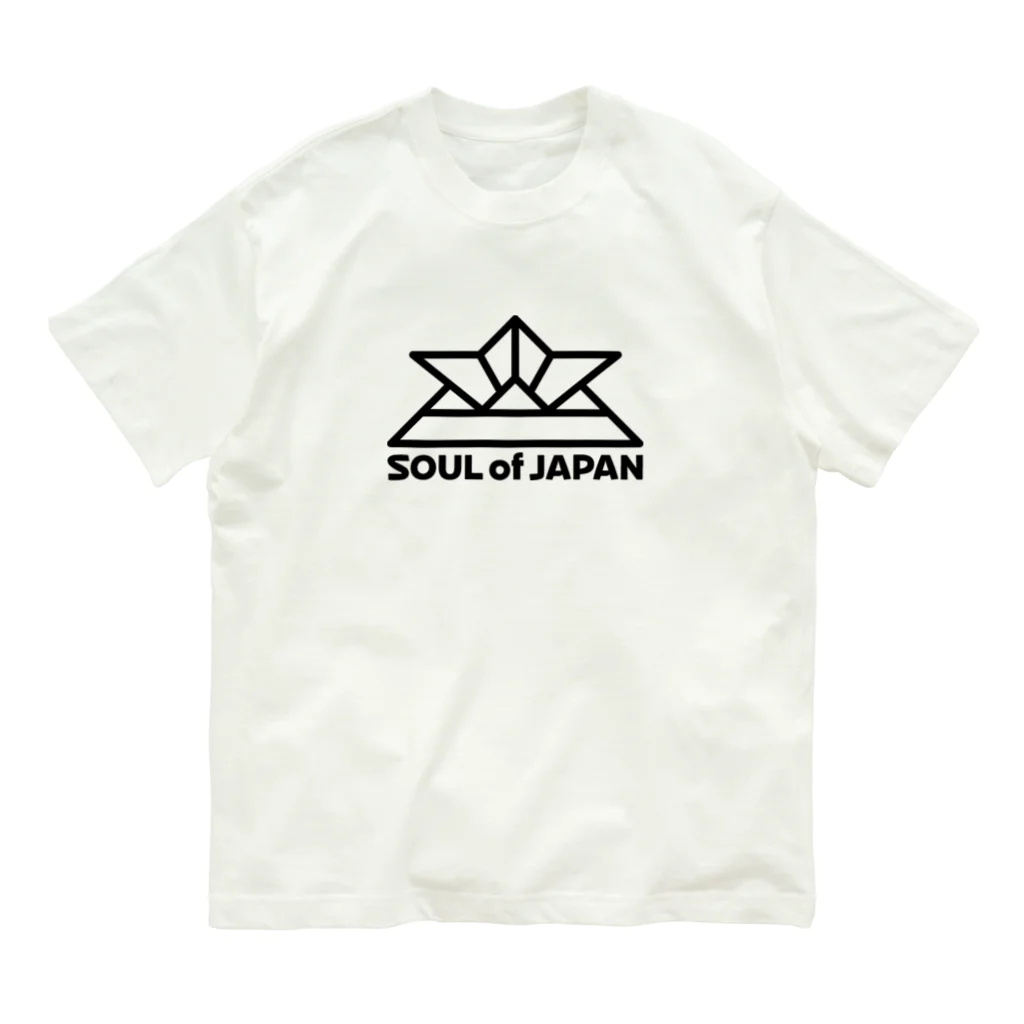 QUQU_WORKSのソウルオブジャパン 折り紙の兜デザイン 大和魂 日本 ブラック Organic Cotton T-Shirt