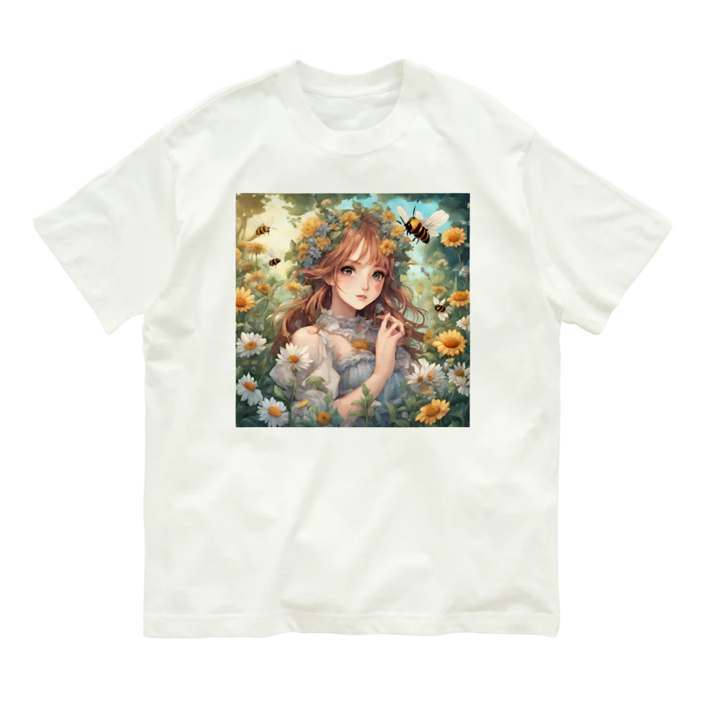 プリンゴブリンの魅惑の庭園ミツバチ子さん Organic Cotton T-Shirt